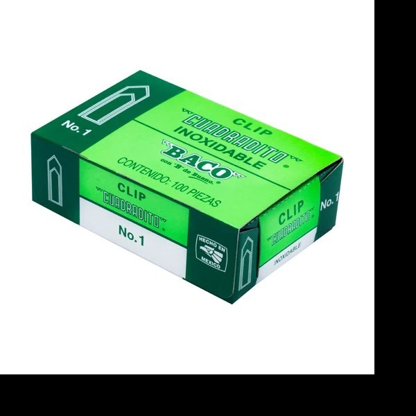 CLIPS CUADRADITO 1 BACO CAJA C100 PZAS